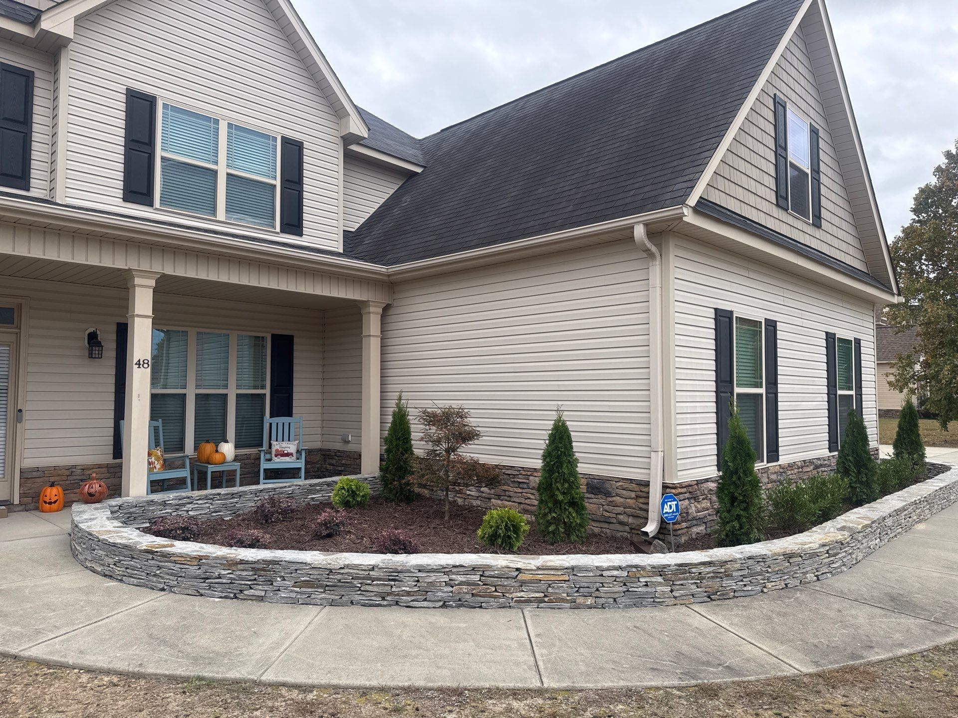 After front yard landscape makeover by Green Garden Landscaping in Sanford NC