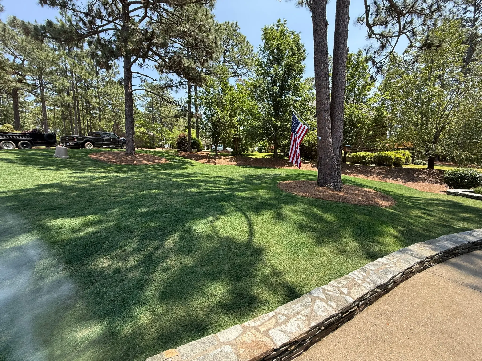 After complete lawn restoration by Green Garden Landscaping in Sanford NC